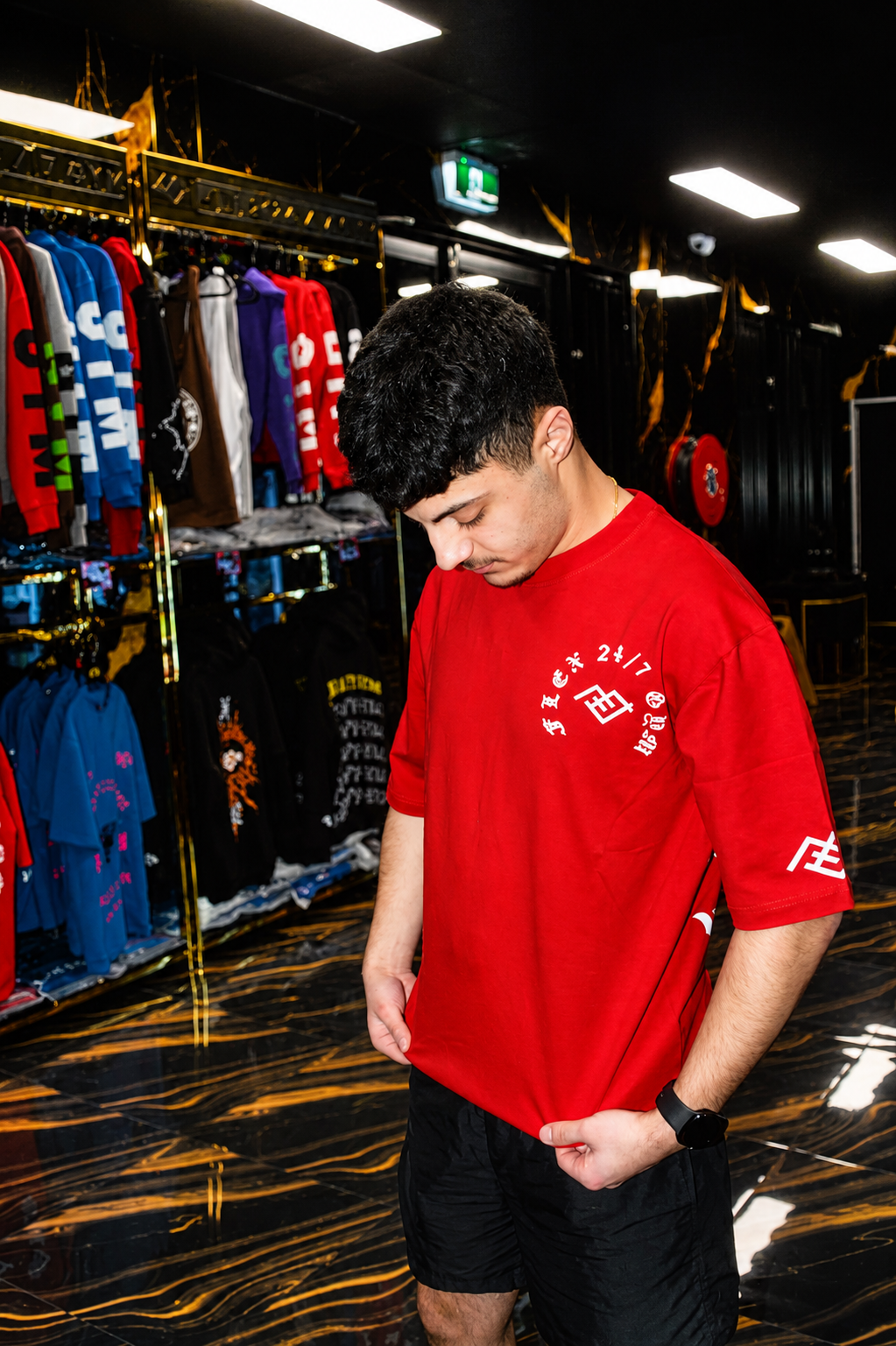 FLEX 24/7 Oversized Graphic T-Shirt – Red